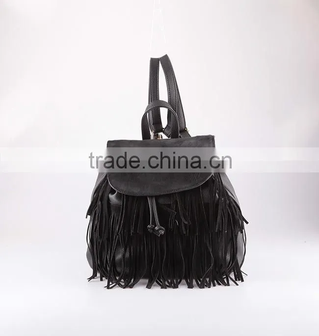 4762 Fashion Backpack Tassel Design Genuine Leather Guanghzou backpack