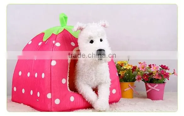 New Soft Strawberry Pet Dog Cat Bed House Kennel Doggy Warm Cushion Basket 3Colors 3Sizes 18913
