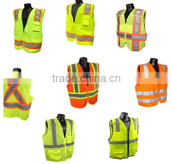 EN20471 high visibility fluorescent color reflective safety jacket