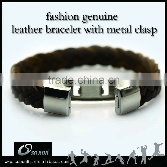 Fashion Jewelry Braided Leather Bracelet with Clasp