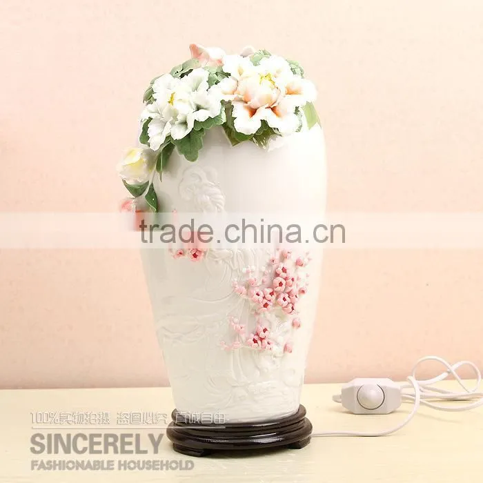 hand paint flower quality bedroom table lamp for home deco