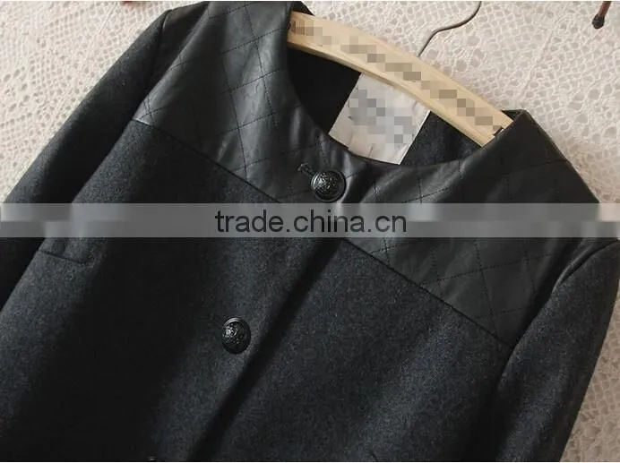 European and American big new women's woolen jacket and long sections temperament luxury single-breasted wool coat