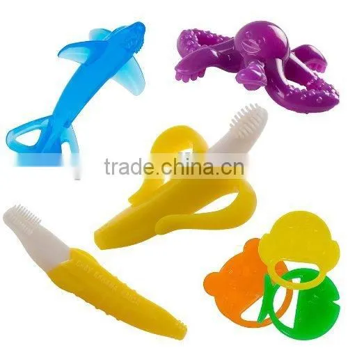 wholesale best BPA free baby silicone teether gum massager toothbrush