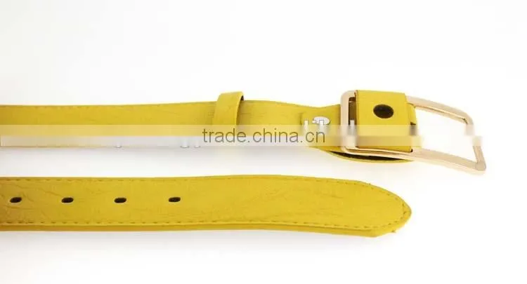 Women's fashion Yellow PU leather belts for jeans with Alloy Buckles in YiWu Factory