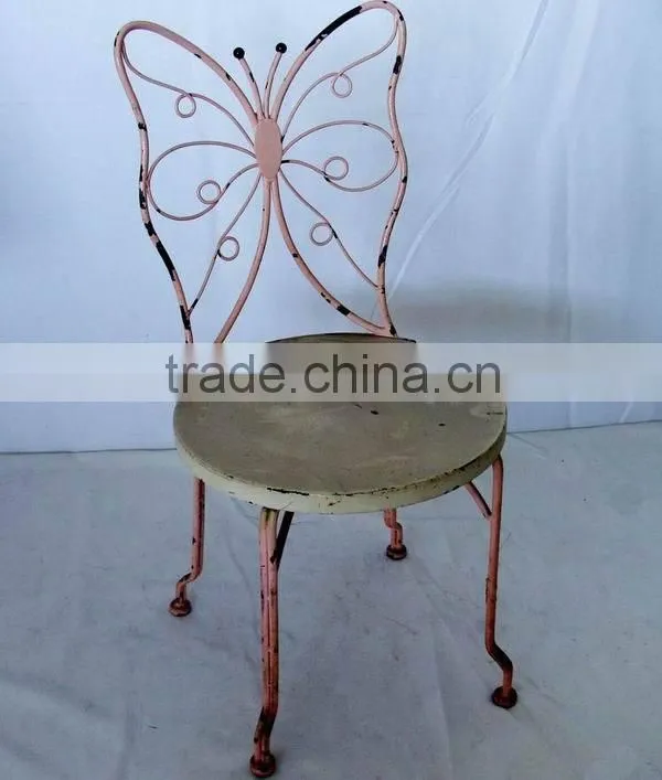 Small round vintage white metal chair