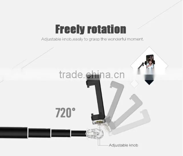 2015 wireless intelligent selfie stick with bluetooth remote shutter