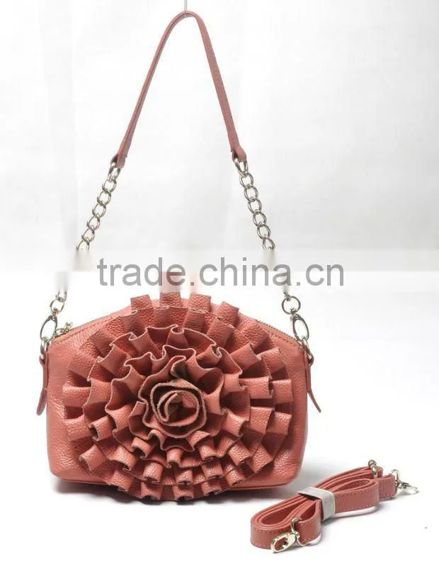 Flower ruffled crossbody fashion design handbags 2012
