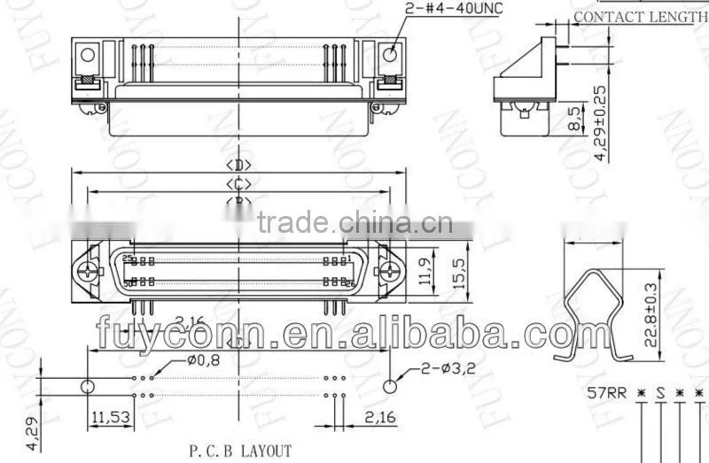 DDK Female Receptacle DIP Type Socket Centronics Connector PCB Right Angle Certified