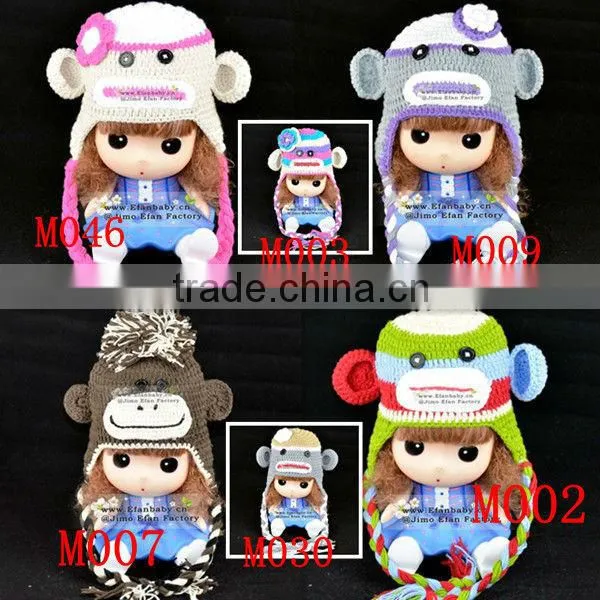 efan tuque hand knit earflap infant toddler animal monkey caps crochet baby winter hat 2013 acrylic beanie minions