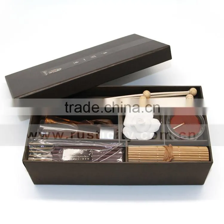 Customized glass bottle with essential oil reed diffuser with incense stick