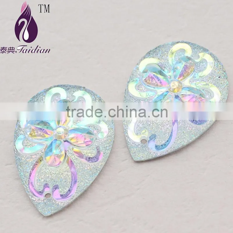 Flatback Gemstone Cabochon 18*25 mm Teardrop Sew On Crystal AB Rhinestone ,Earring Pendent Baeds