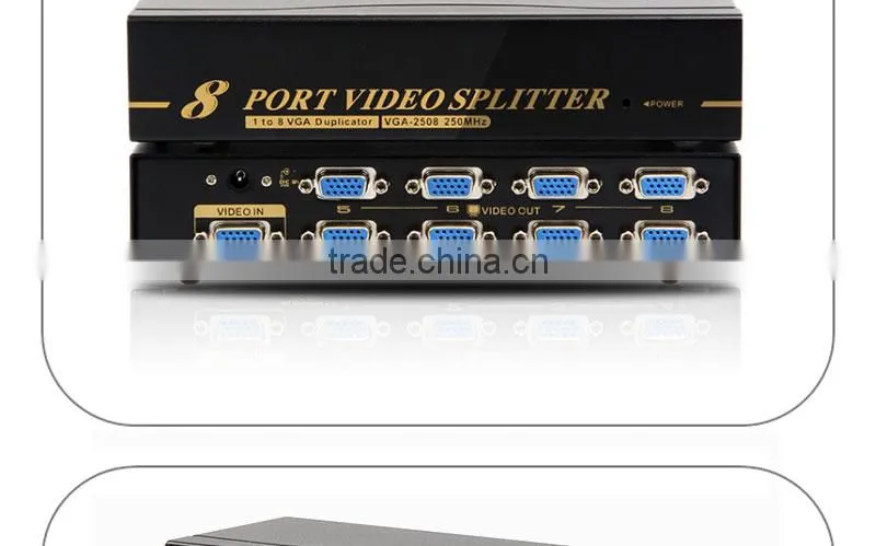 8 Port VGA Video Splitter - 1 in to 8 Out - 1 Pc to 8 Monitors