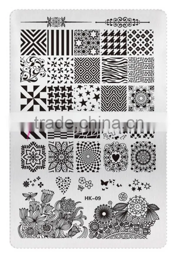 New style HK 02 flower and arrows design nail art stainless plate