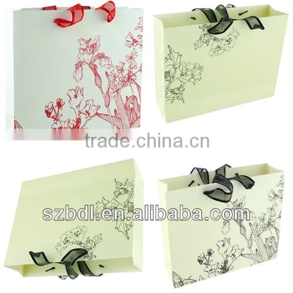 High quality red ribbon tote bag customized printed bag