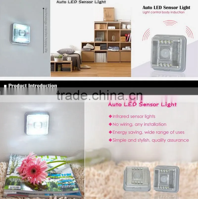 PIR Auto Sensor Motion Detector LED Night light Wireless Infrared 8 LEDs lamp Nightlight