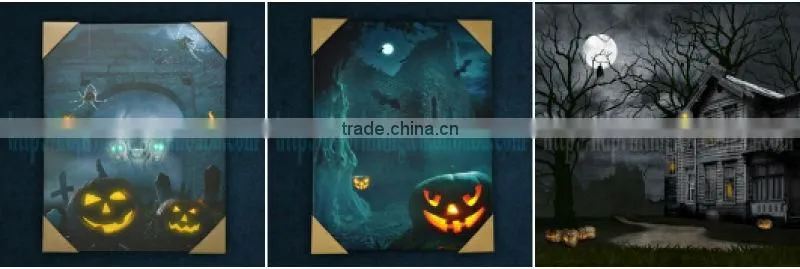 wooden wall word of halloween led canvas wall decor