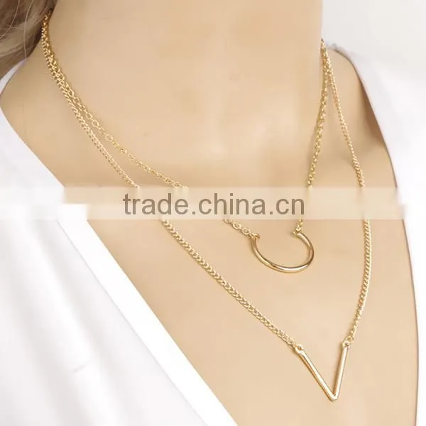 double-deck arrows fashion long thin chain necklace