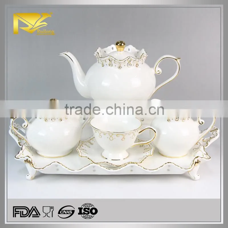 Factory direct tea tray, ceramic dinner plates with handles, serving tray