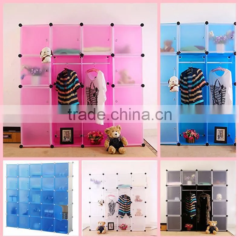 2015 Plastic portable particle board wardrobe with casters
