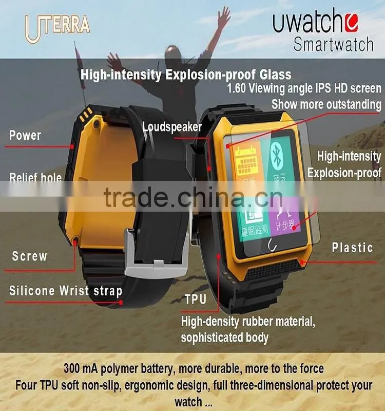 Waterproof Watch U TERRA smartwatch WristWatch Pedometer Calls Compass IPS Screen Ip68 For Android iPhone Samsung S5 Note 4 U8