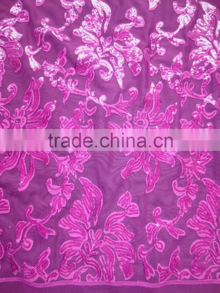 Wholesale Fancy sequins lace fabric for bridal and girls dress white sequined mesh lace french net lace textile