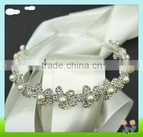 Wholesale bling decorative headband with rhinestone and pearl