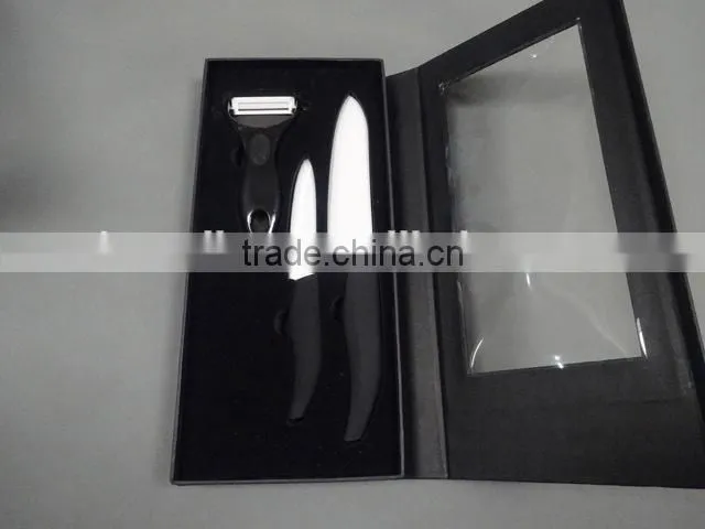Ceramic Knife with a Peeler in Black Window Box packaging