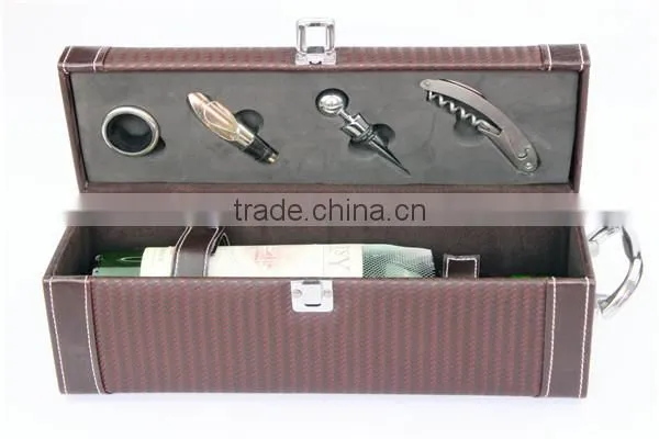 luxury leather box wine set made in china