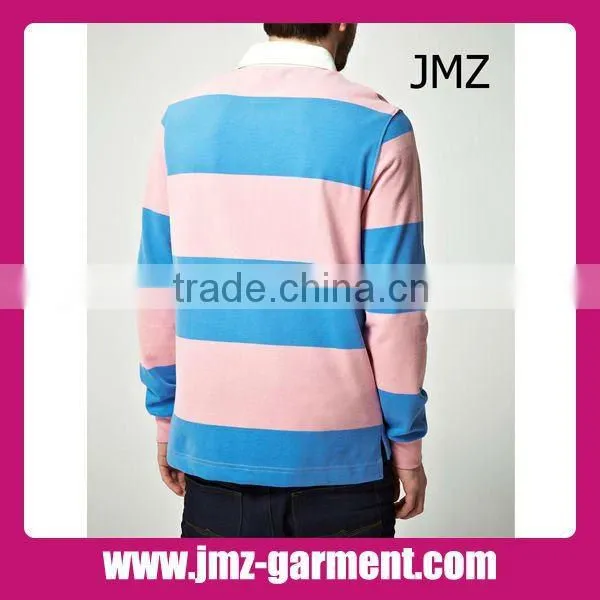 Long sleeve mens stripe polo shirts OEM