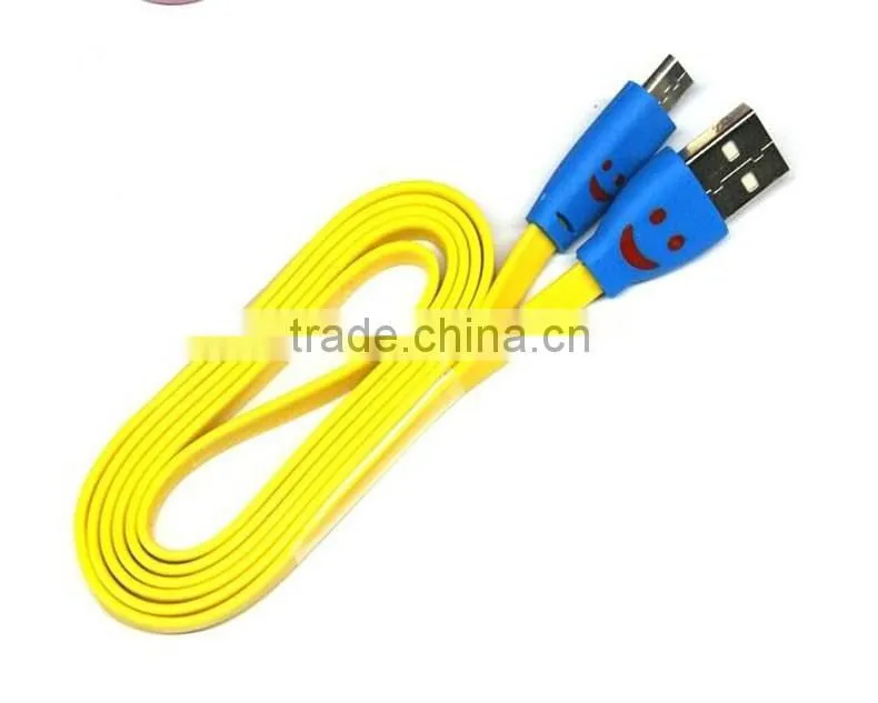 Lighting smiley Android smartphones led micro usb cable V8 common data line