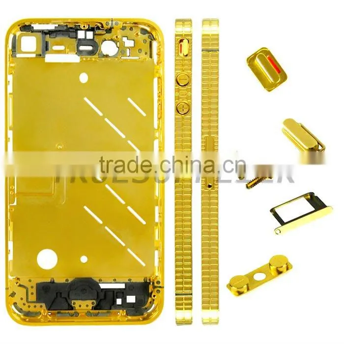For iPhone 4 Metal Middle Plate Housing Faceplates Embossment Golden