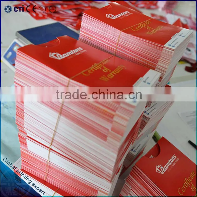 paper envelope for certificate of Warranty