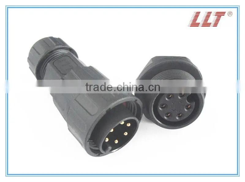 6 poles 20A female panel mount socket with male cable connector
