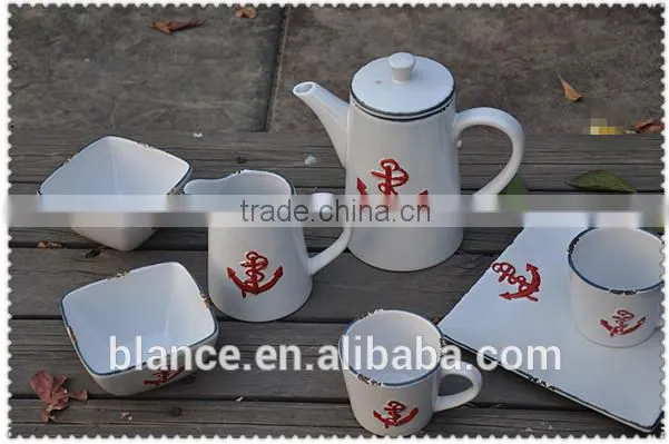 ceramic relief anchor shape kettle
