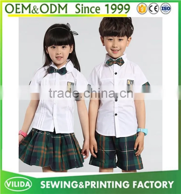 England style kindergarten uniform fashion primary school sport uniform shirt with skirt or shorts