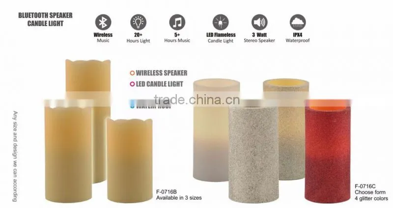 LED Rechargeable candle Light with Built-in Bluetooth Speaker