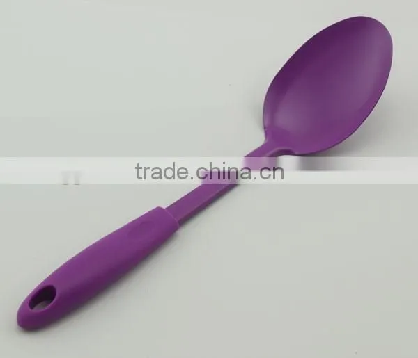 plastic handle kitchenware stainless steel long spoon with colorful