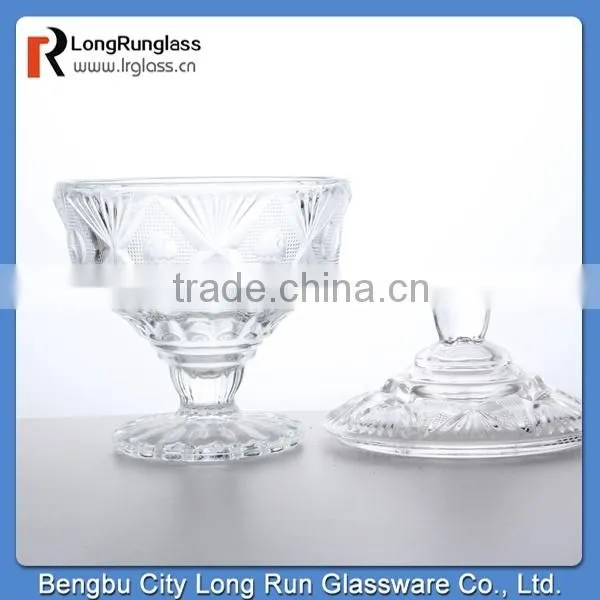 LongRun 2015 new design personalized embossed pattern glass candy dish
