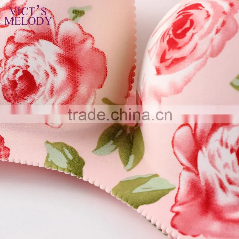 latest fashion cup shape one piece seamless printing bra