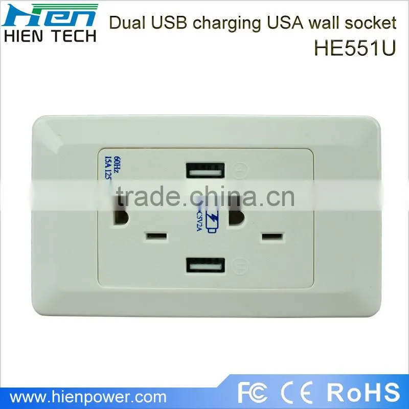 Good quality electrical socket extension 13A universal wall socket dual 2.1A 2.4A USB socket outlet