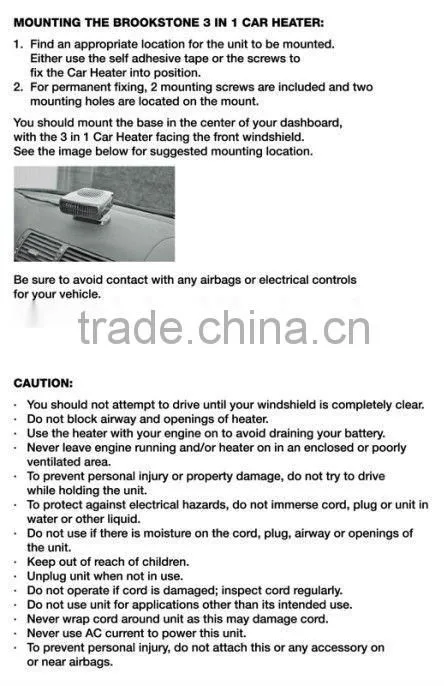 DC12V 3 in 1 ceramic heater fan