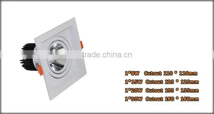 6.5 inch square down light 20W 30watt rectangular downlight with Cree chip