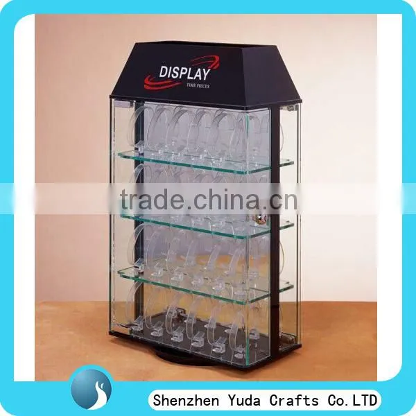 Luxury rotating 4 tiered watch stand display wholesale watches showcase