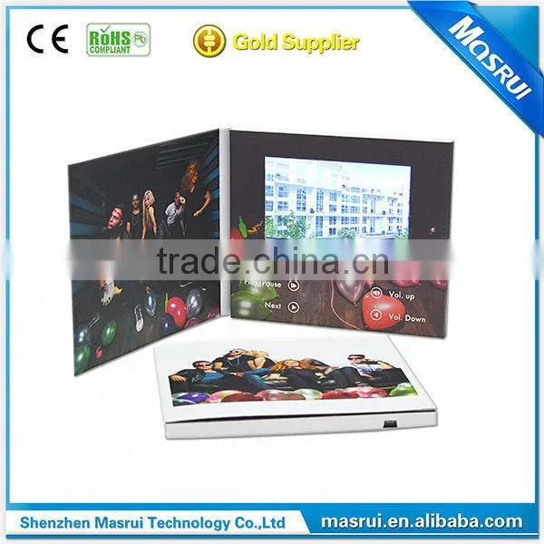2015 Fashion Customized Printing video brochure 7.0 LCD Greeting Card promote greeting card
