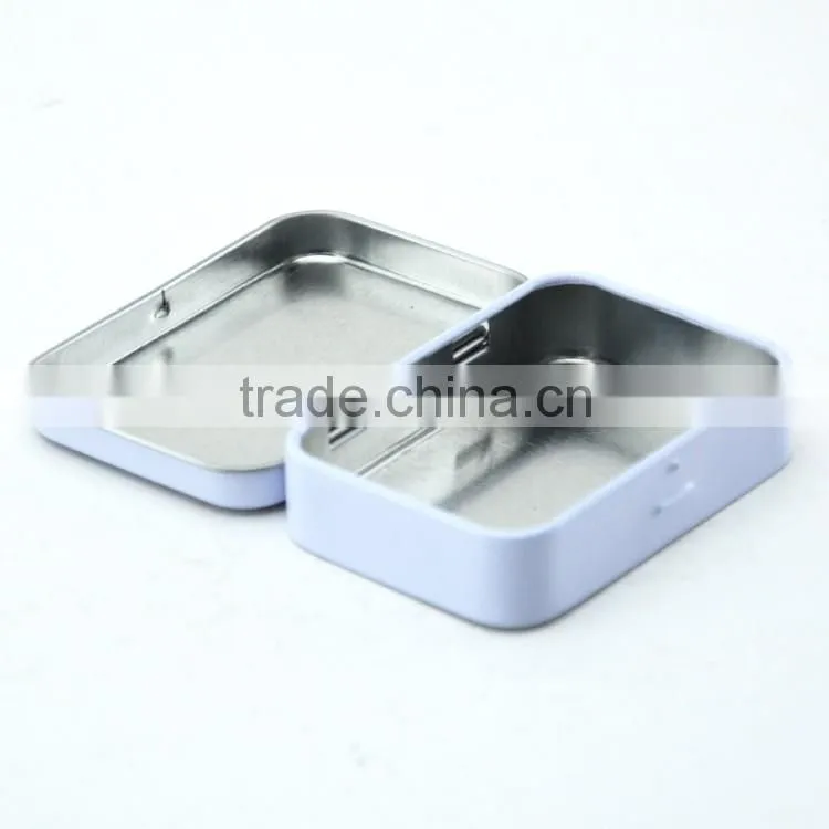 2016 hot wholesale small hinged white tin for mint packaging
