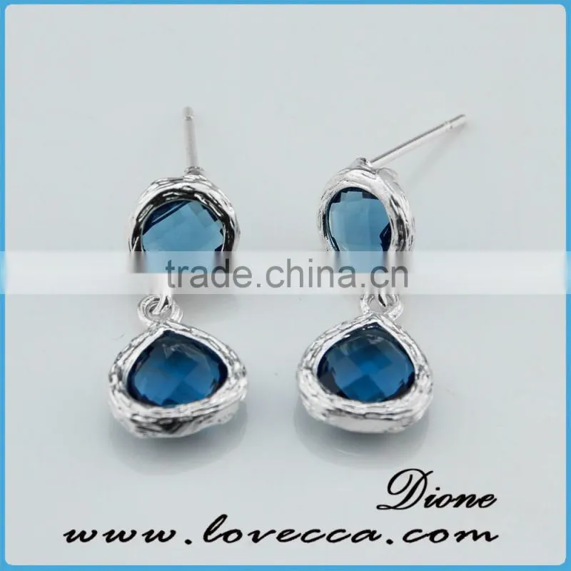 New Arrival Jewelry Simple 18k Gold Earrings Designs With Green Glass Stone