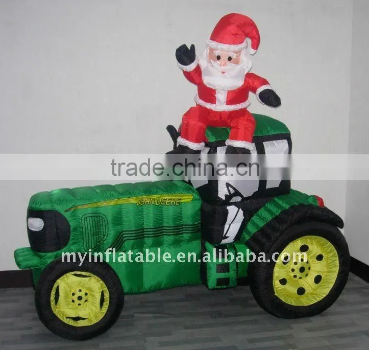 Christmas santa on tractor