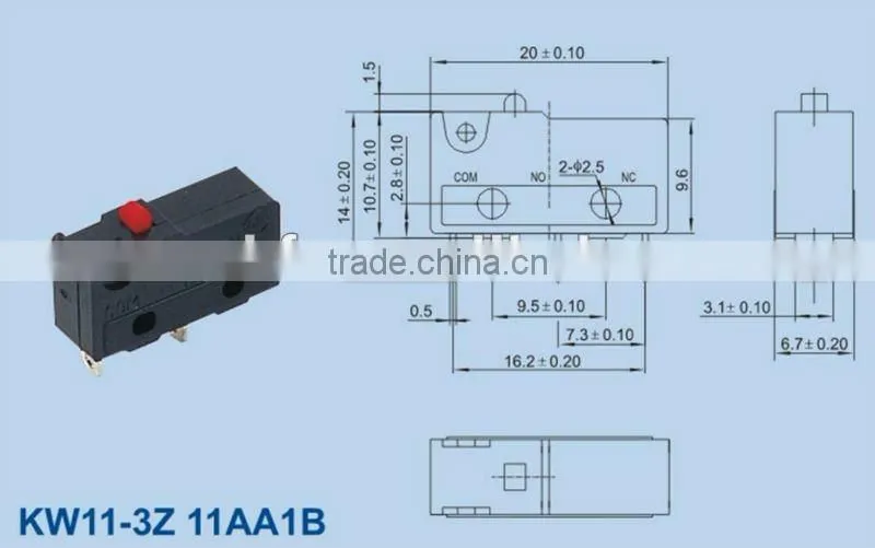 KW11-3Z mini 3a 250vac types of micro switches