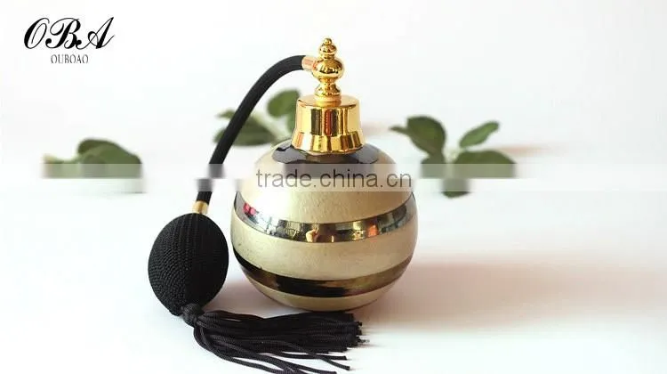 Handmade luxury european style creative air bag golden glass perfume bottle,Round empty gasbag spray glass bottle 100ml