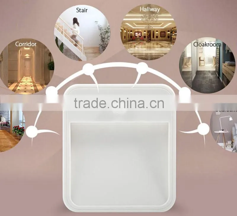 Battery Powered Wireless PIR LED Motion Sensor Night Light For Bedroom Stair Hallway White